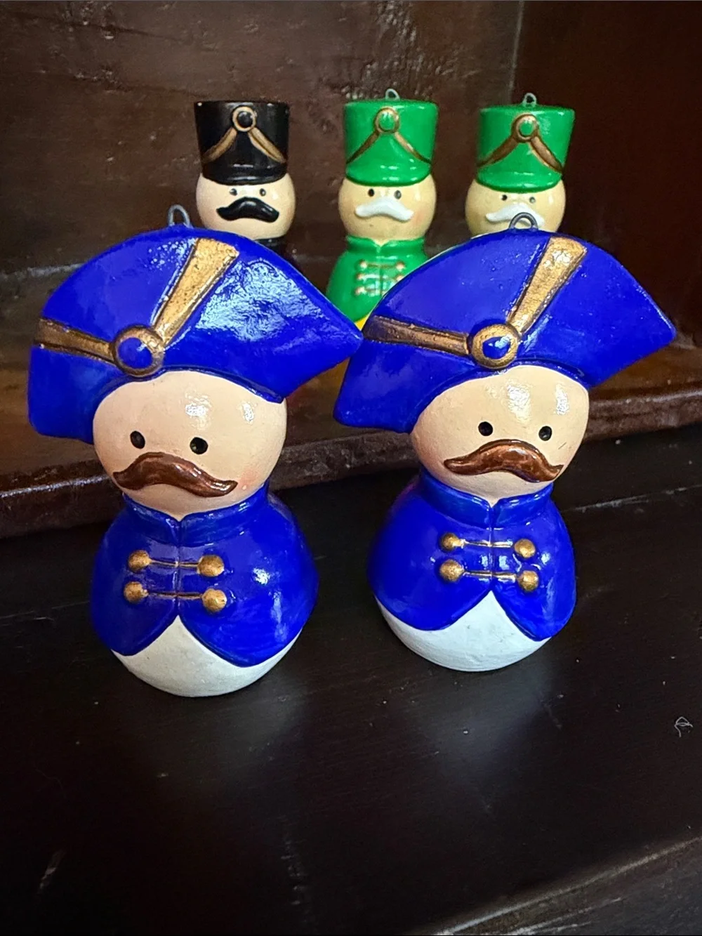 Various Vintage Holiday Wooden Captains Set of 5 made in Korea